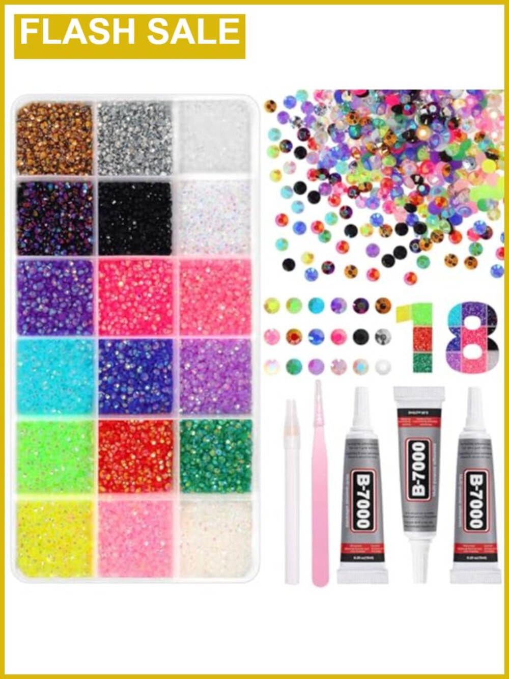 18000pcs 3mm Resin Rhinestones Bedazzling Kit with Tools